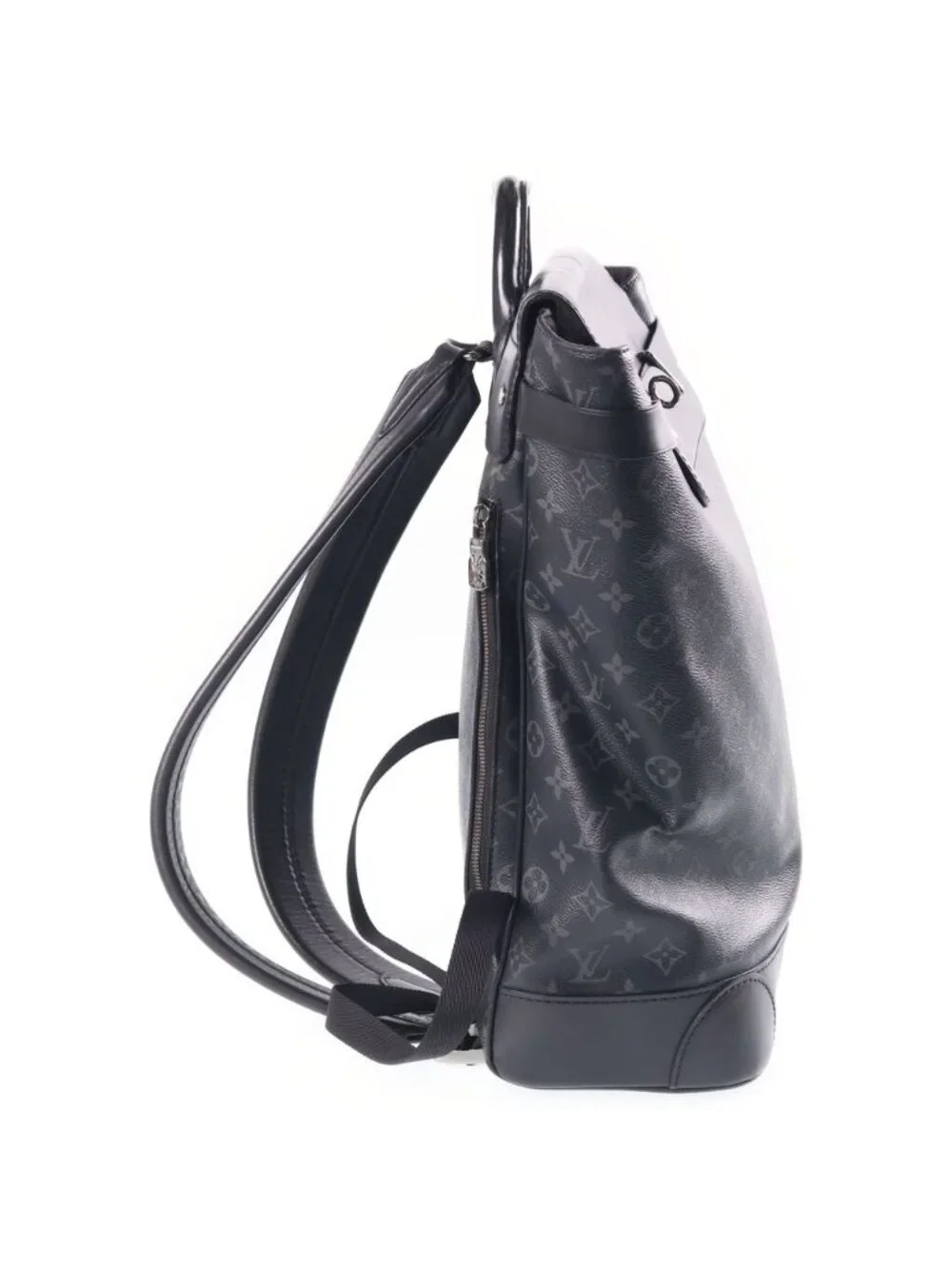 Louis Vuitton Monogram Eclipse Steamer Backpack Black Leather Silver